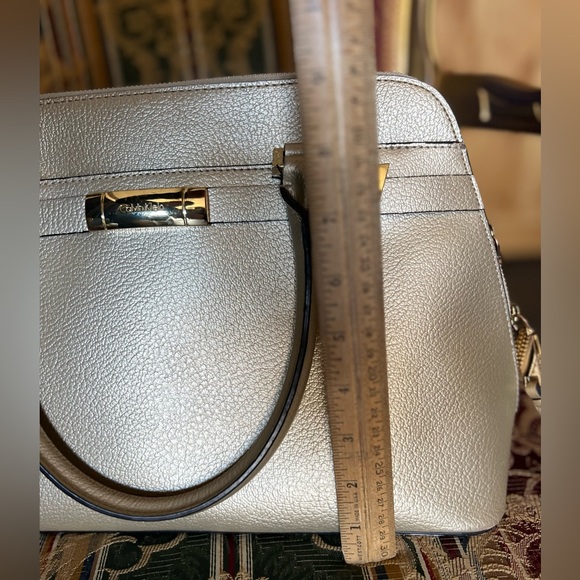 Calvin Klein Brooke leather satchel shoulder bag champagne color handbag - Picture 13 of 15